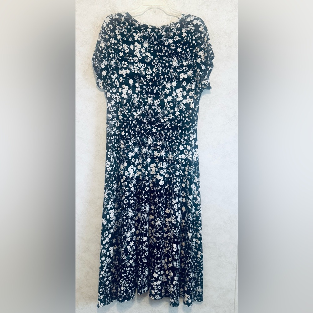 52seven Fit & Flare Maxi Women's Dress Black White Floral Cap Sleeve Size XL - Picture 2 of 14